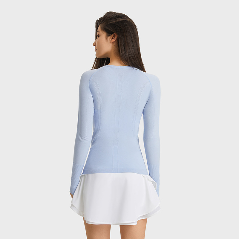 New ladies long sleeve round neck sports T-shirt running fitness top slim breathable yoga long sleeve D19083