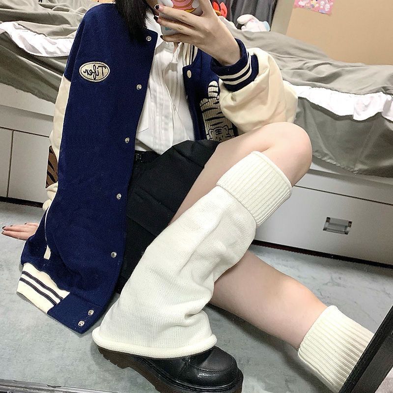 Solid Color Wide Leg Socks Socks Pure White JK Girls Winter Warm Lolita Cos Foot Cover