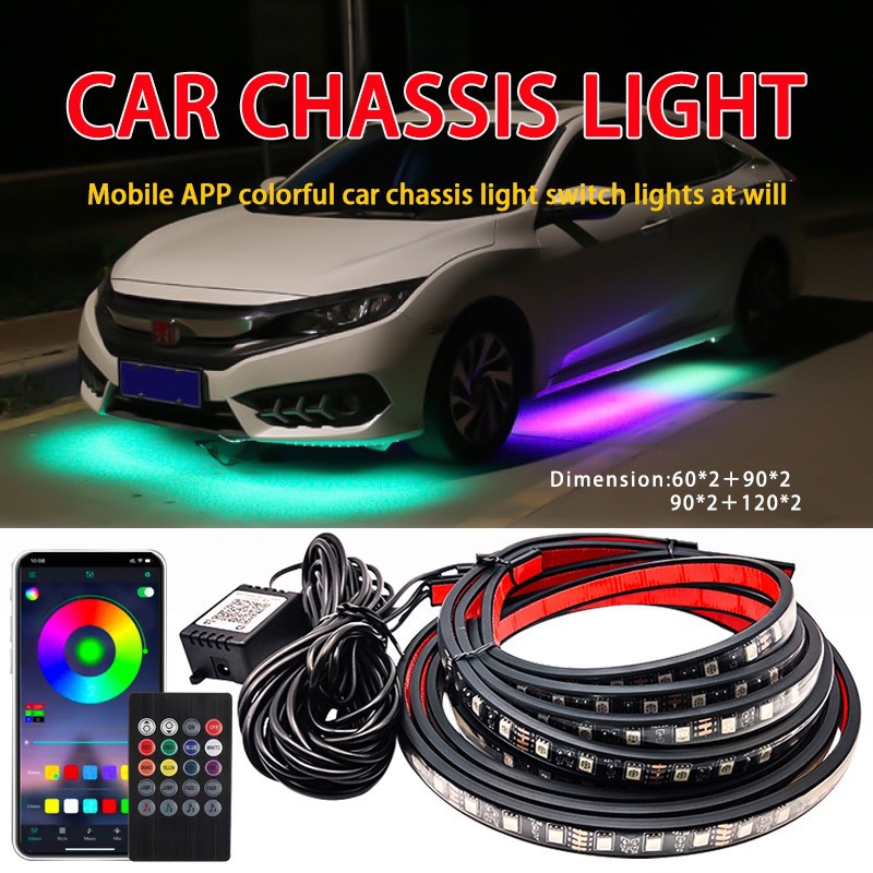 Car chassis light decoration colorful voice control atmosphere light highlight modified car chassis light waterproof flash led streamer light
