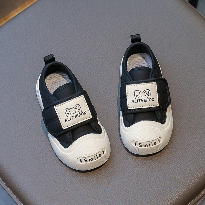 Autumn 2023 New Children's Canvas Shoes Velcro Shell Head Korean Style Boys' Casual Single-layer Shoes Girls' Shoes