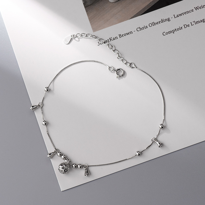 Under the banyan tree S925 silver palace bell anklet women's simple antique this year nie xiaoqian bell anklet 2022 new summer
