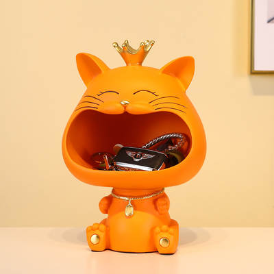 Large Creative Key Storage Big Mouth Cat Ornaments Modern Simple Home Entrance Decorations Practical Wedding Gift