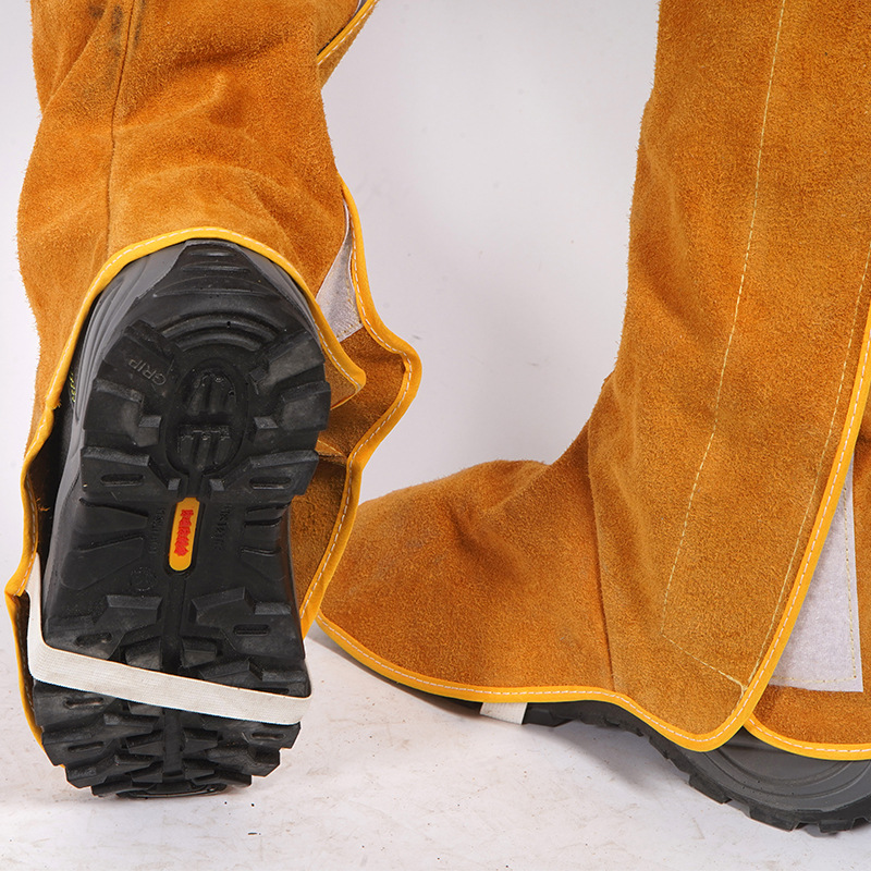 Heat Insulated Cowhide Foot Protector Labor Protection Lengthened Leg Protector Thickened Electric Welding Anti-spatter Cowhide Welder Foot Protector Protector to Prevent Power Damage