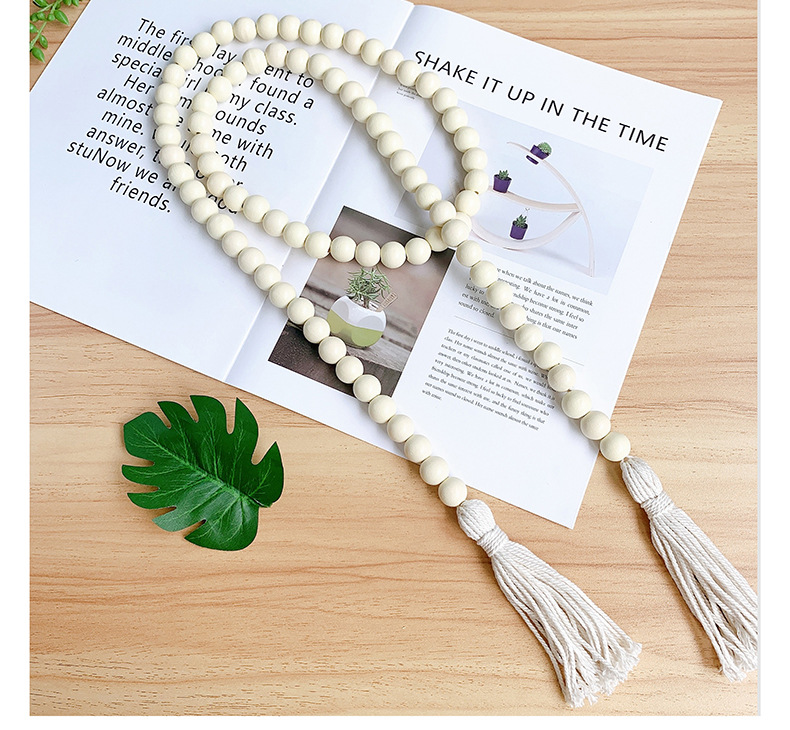ins Decorative Nordic Wooden Beads Creative Cotton Rope Beaded Tassel Children's Home Decorative Hanging Craft Pendant