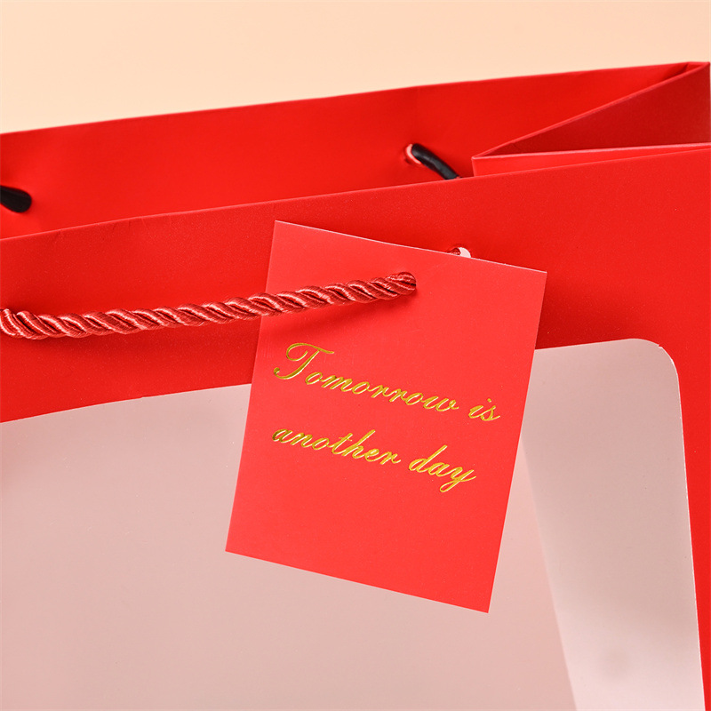 Transparent Window Handbag Teachers' Day Flower Packaging Gift Bag Accompanying Gift Box Packaging Paper Bag Doll Gift Bag