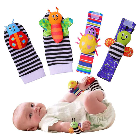 Baby Wrist Strap Socks Hand Rattle Cartoon Plush Newborn Watch Strap 0-3 Years Old Baby Toy Plush