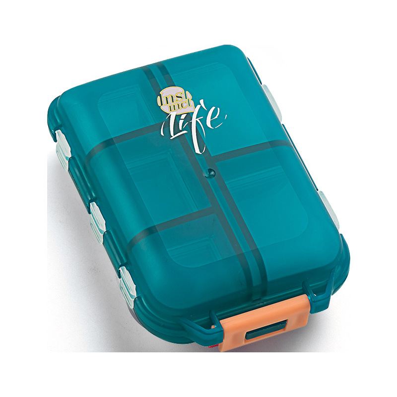 Cross-Border double-layer small medicine box packing box portable pill box transparent 10-compartment sealed medicine storage box