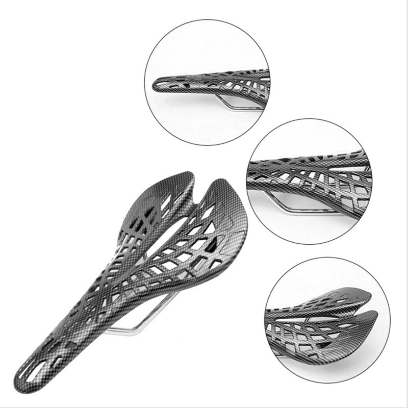 Mountain Bike Carbon Pattern Hollow Spider Saddle Bicycle Breathable Cushion Bicycle Saddle Riding Seat Accessories