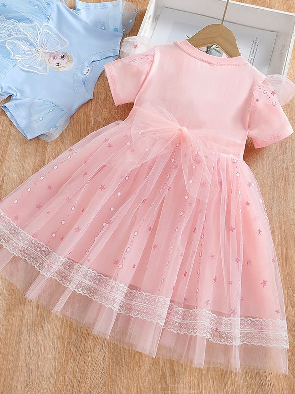 2025 Summer New Arrival dress Baby Girl's Short-Sleeved Tutu Veil Skirt Aisha Dress Girl's Princess Aisha Dress