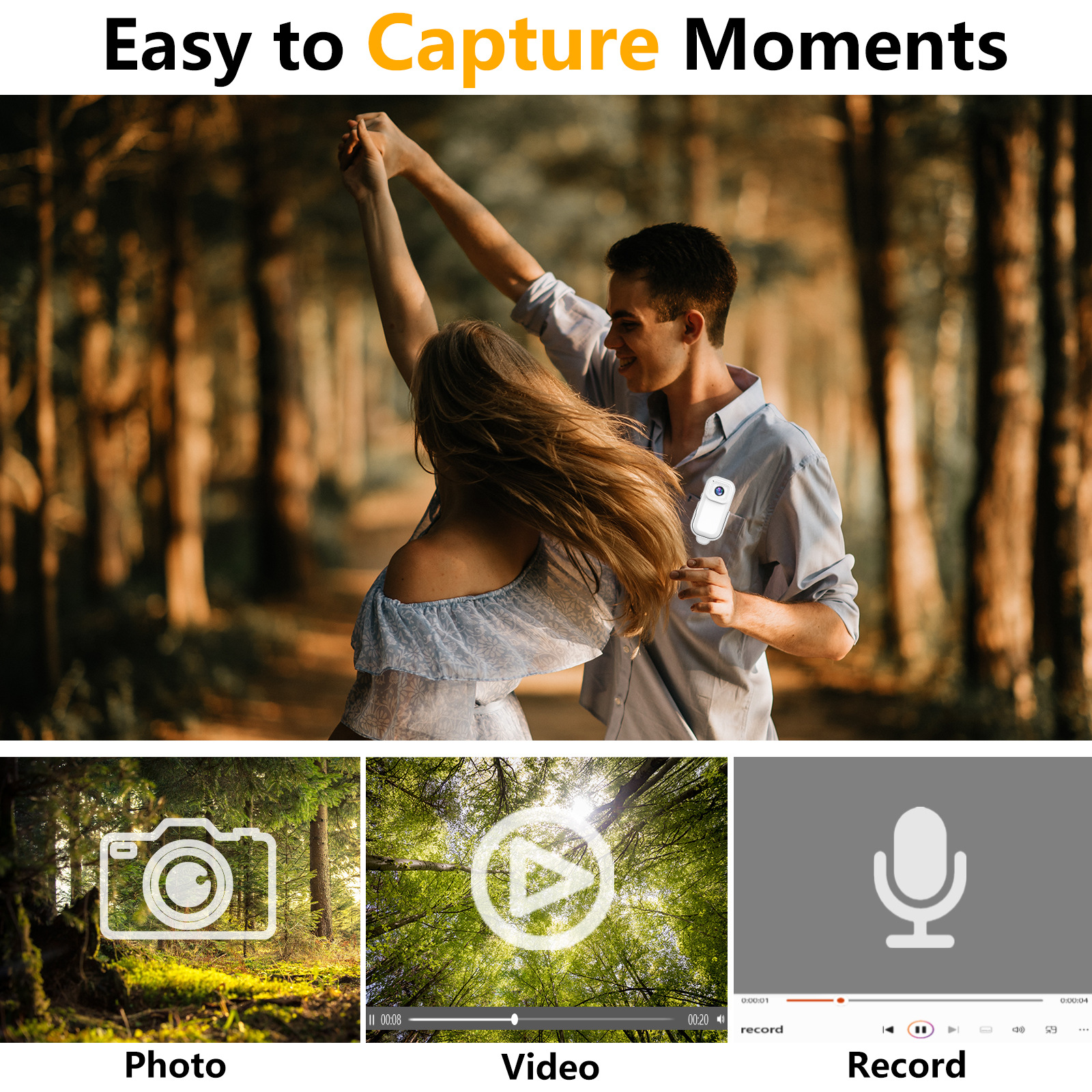 L11WIFI thumb buckle HD 1080P quality AP connection magnetic back clip conference outdoor motion recorder