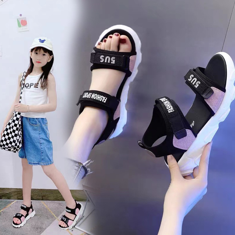 Girls' Sandals 2022 New Summer Fashion Men's Internet Celebrant Girls Sneakers Big Kids Soft Sole Student Beach Shoes