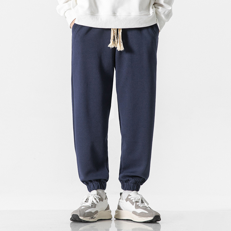 IZEXX American fashion brand casual ankle-tied long pants men's winter heavy fleece-lined loose sports sweatpants men