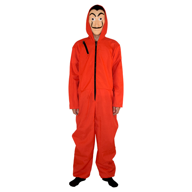 Halloween banknote House cosply costume Dali cos role play clown costume red one-piece clothes mask
