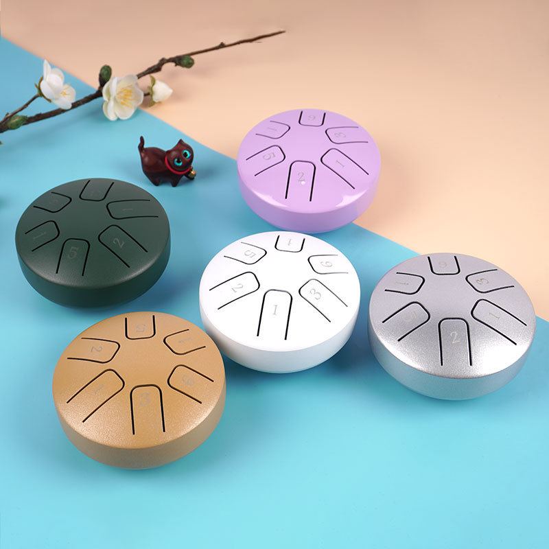 Mini ethereal drum 3.8 inch 6-tone steel tongue drum educational toys children's percussion instruments source factory cross-border exclusive