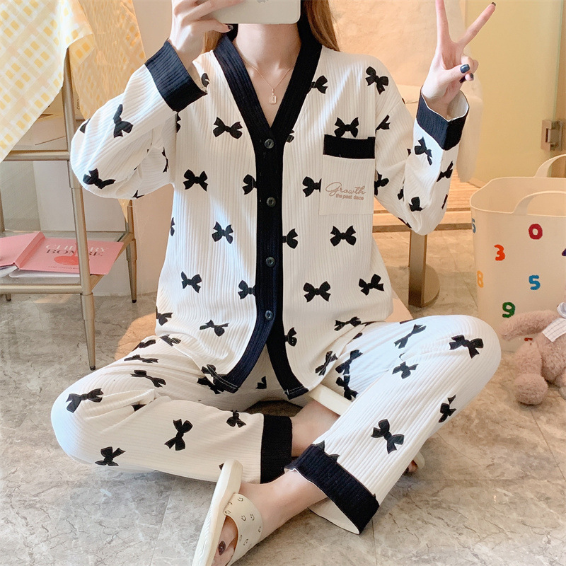 2024新型クロスボーダー卸売りパジャマ女性カーディガン春秋タイプ秋長袖かわいい少女タイプinsホームウェア|undefined