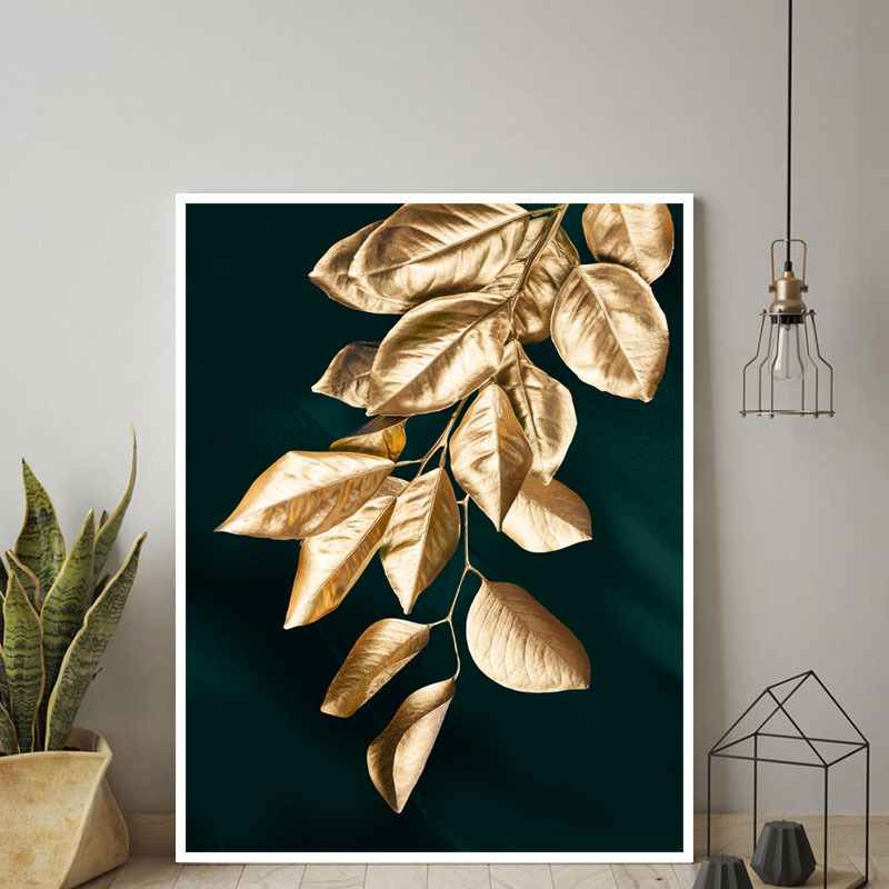 Source Factory Black Gold Leaves Living Room Hanging Painting Nordic Landscape Canvas Core Wholesale Abstract Restaurant Decorative Painting