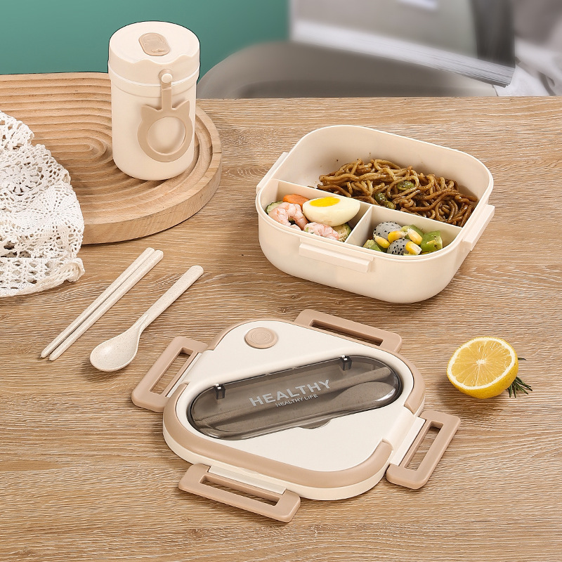 Lunch boxプラスチック弁当箱日本式弁当箱新型四角い電子レンジ学生菓子箱ランチボックス|undefined