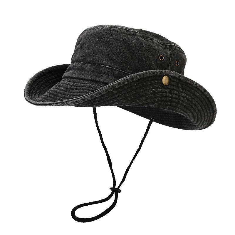 Spring and summer new stitching large eaves washed old fishing hiking hat men's outdoor travel sunscreen sun hat women