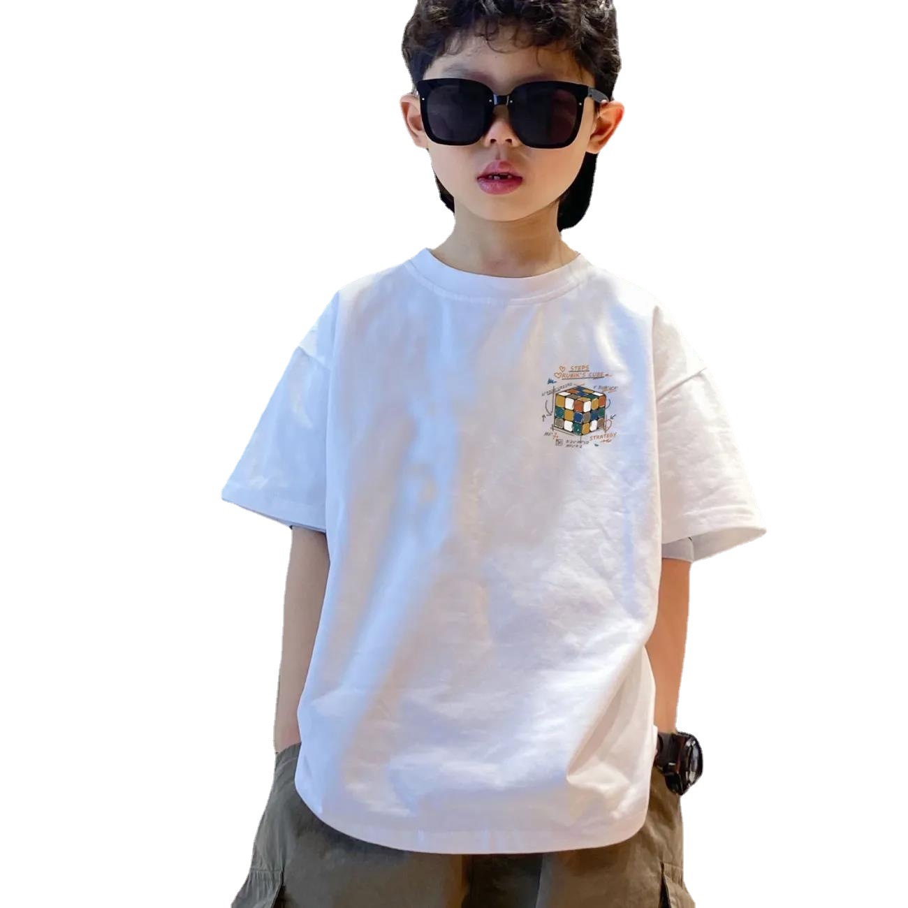 Children's clothing boys' short-sleeved T-shirts pure cotton summer tops 2024 new style medium and large children's round neck clothes children's Korean style trend
