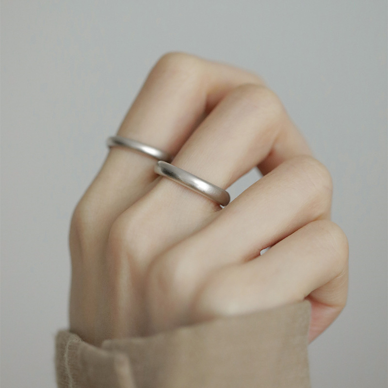 Fog Surface Frosted Plain Ring Adjustable Ring Women's Simple Style Niche Design Advanced Sense Couple's Ring 2023 New Style_voghion.com