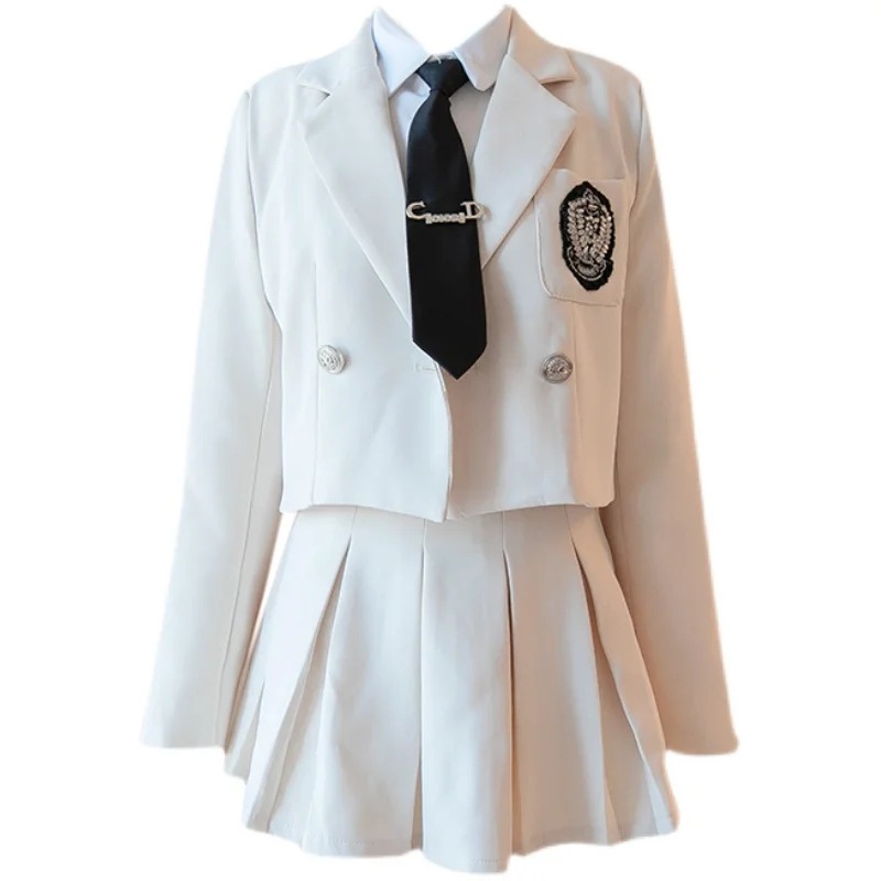 Suit women's JK suit jacket pleated skirt skirt spring and autumn business wear temperament goddess style two-piece suit