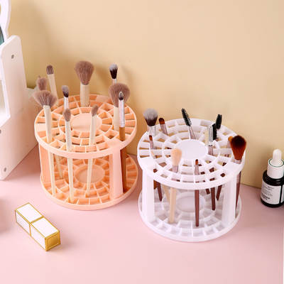 Desktop Cosmetic Storage Box Simple Porous Makeup Brush Finishing Rack Stationery Art Brush Round Storage Cylinder