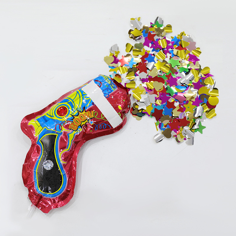 Cyber Celebrity Cool Inflatable Pistol Fireworks Toys Holiday Birthday Party Party Atmosphere Handheld Sequin Spray Flower Balloon