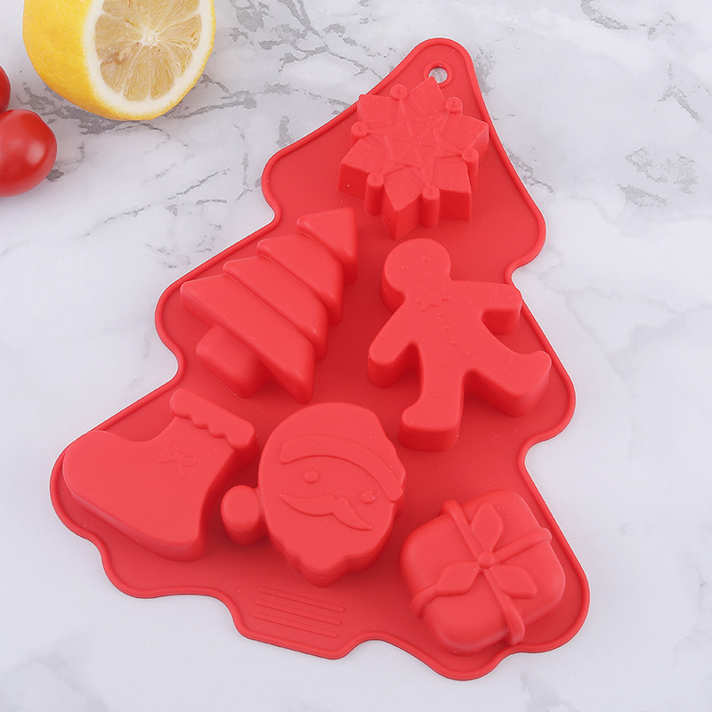 Christmas tree cake mold creative 6-hole silicone cake mold kitchen baking utensils DIY chocolate cake mold