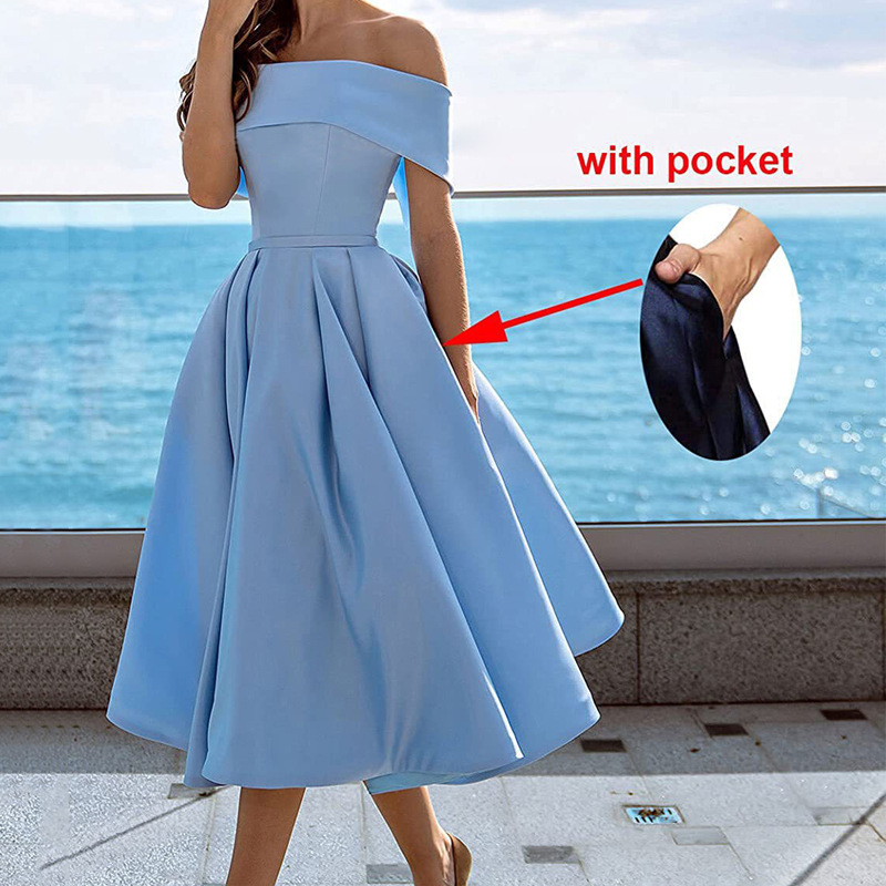 2025 European and American Summer Wholesale Women's Shoulder Bridesmaid Dress Short Satin Party Formal Dress Long Dress