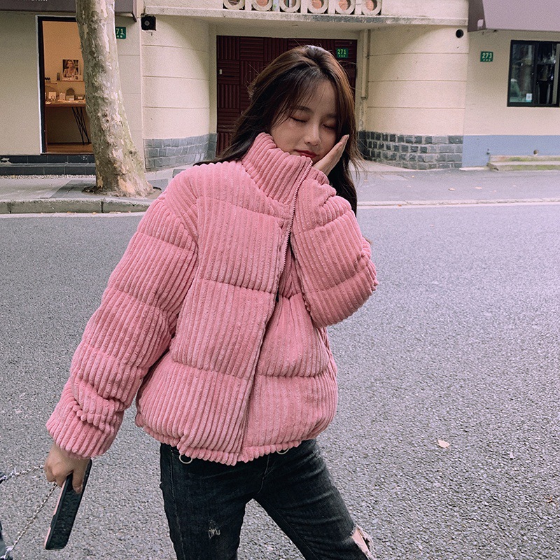 Korean Style Loose Down Cotton-padded Jacket Women's 2023 New Winter Short Cotton-padded Coat Corduroy Bread Coat Winter Coat