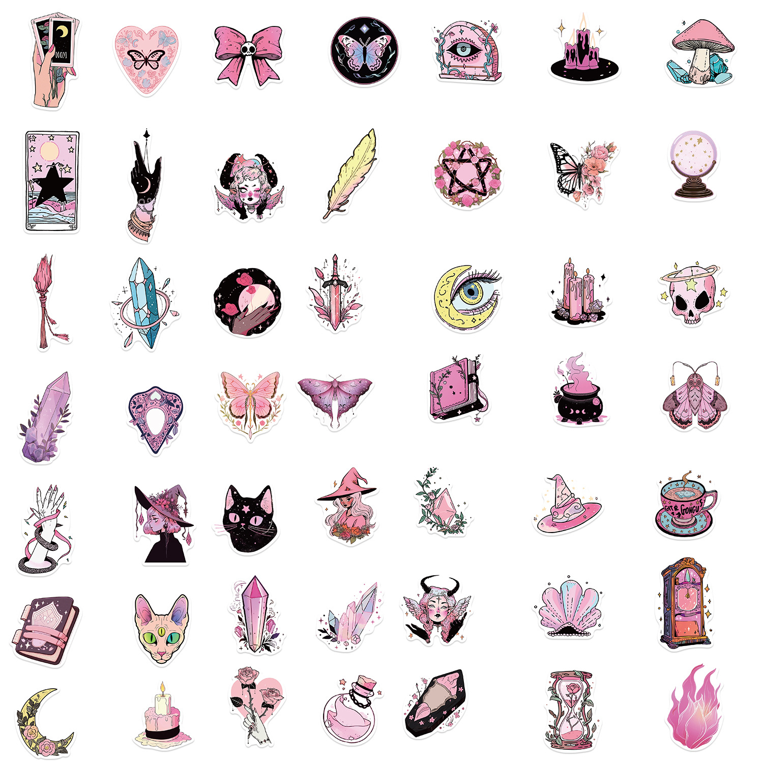50 pieces cross-border hot pink witch graffiti stickers guitar notebook luggage DIY waterproof stickers wholesale