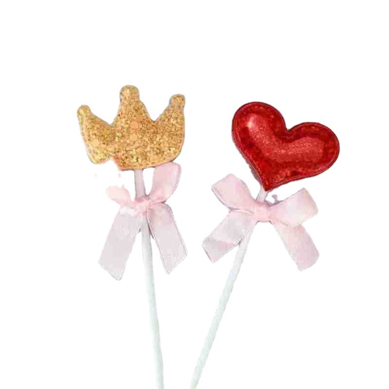 New creative cake decoration flag five-piece Love star Crown rabbit ear heart cake accessories plug-in