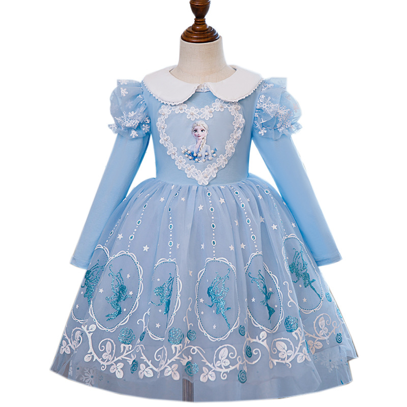 2023 Spring and Summer Stylish Frozen Dress Aisha Princess Dress Aisha Cape Dress Baby Puff Yarn Dress