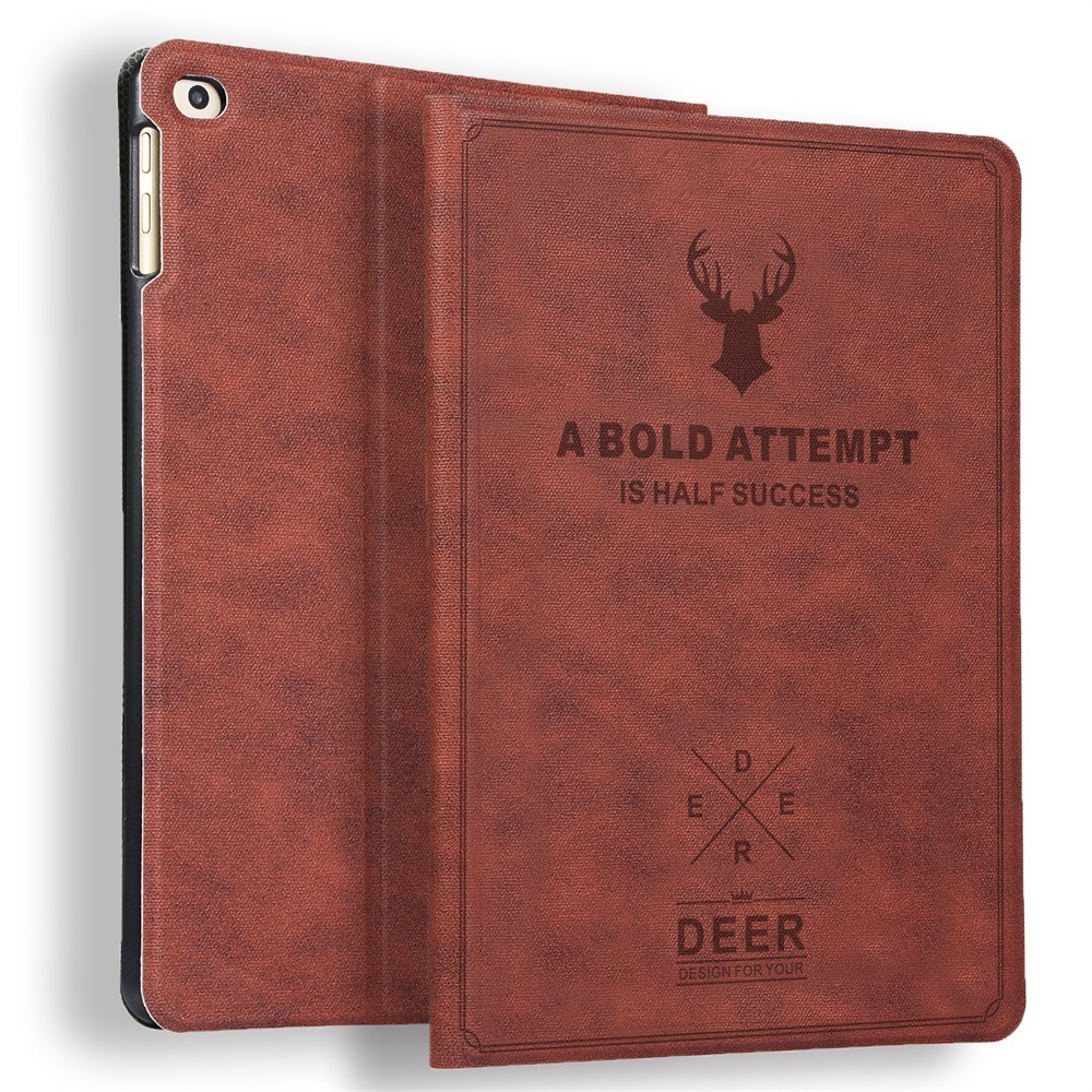 For iPad 10 2022 Vintage Deer Head Case 10.2 Air5 Pro 11 Deer Figure Flat Leather Case
