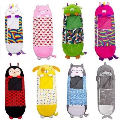 Cartoon children's sleeping bag children's sleeping bag children's animal pillow sleeping bag folding kick-proof children's sleeping bag