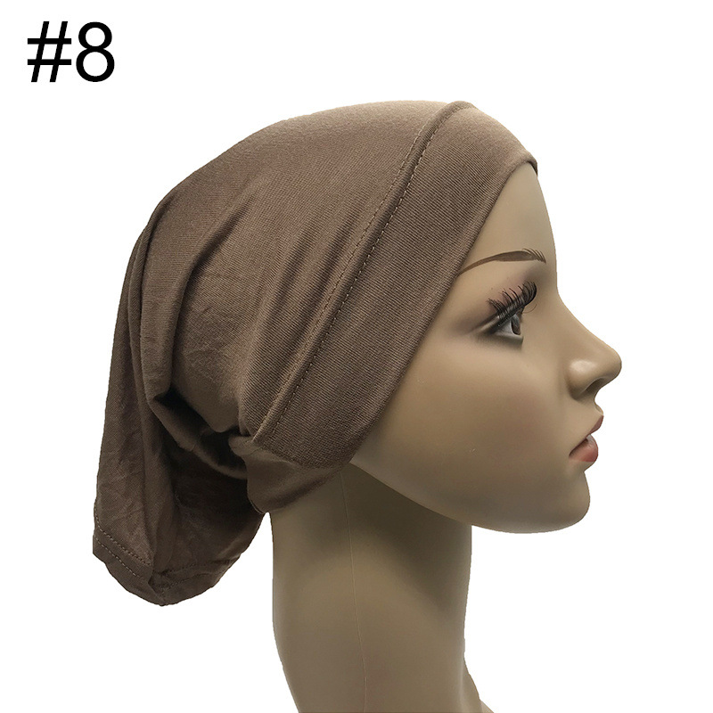 Cross-border Hot Selling High Elastic mercerized Cotton Modal Monochrome Cylinder Cap Base Cap Women's Arabian Scarf Cap