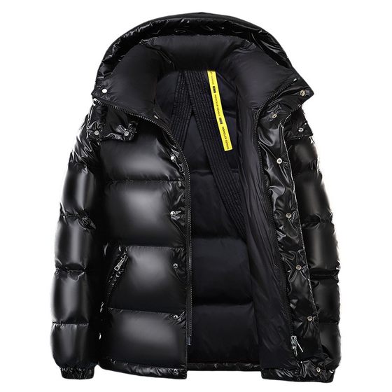 European Station Bright Face Down Jacket Men's Short 2024 Winter New Fashion Brand Couple Hooded Thickened Warm Jacket