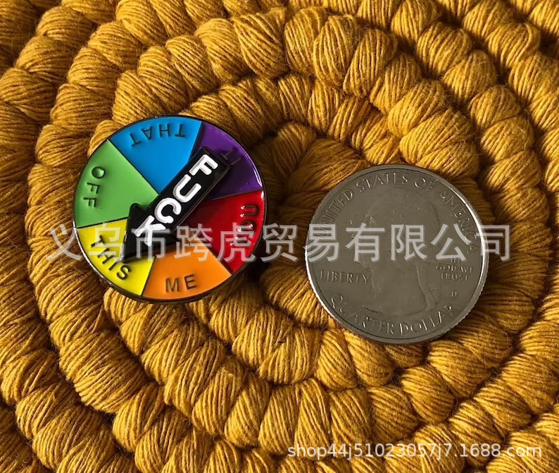 Rotating Enamel Badge rotatable brooch FUCK SPINNING enamel pin