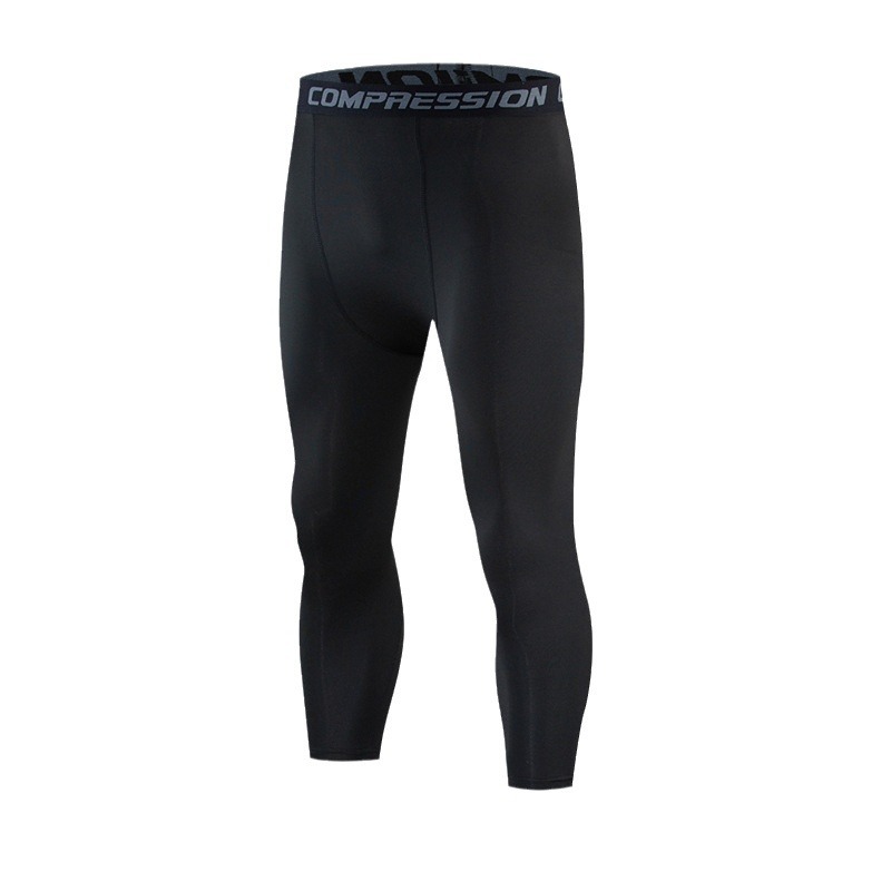 Cross-border compression pants high elastic seven-point training pants sports fitness running basketball pants breathable quick-drying moisture wicking