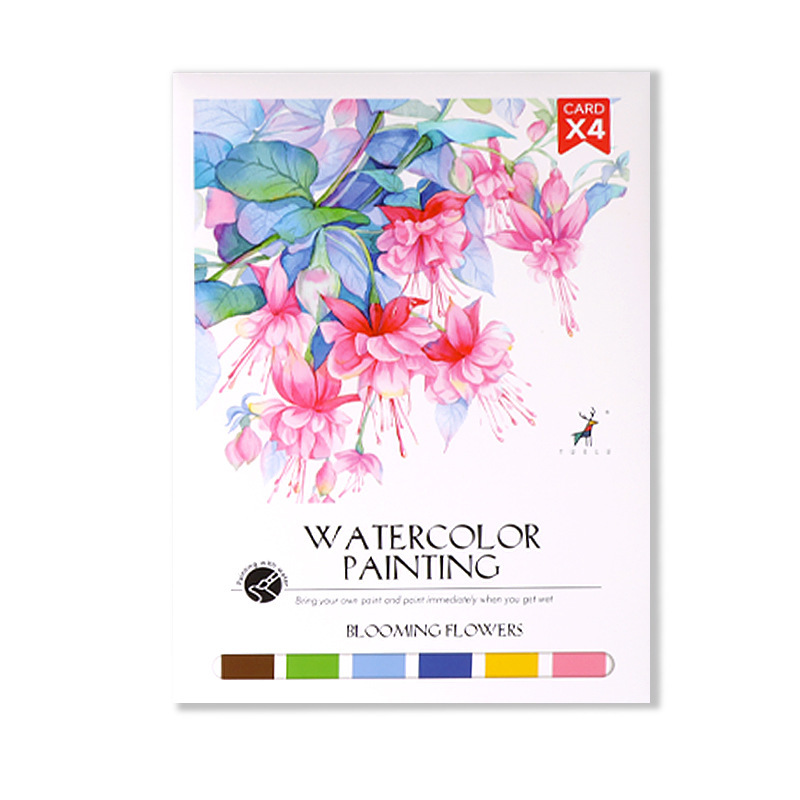 Watercolor coloring note book drawing paper children's self-contained paint color filling gouache painting book DIY Decompression drawing book