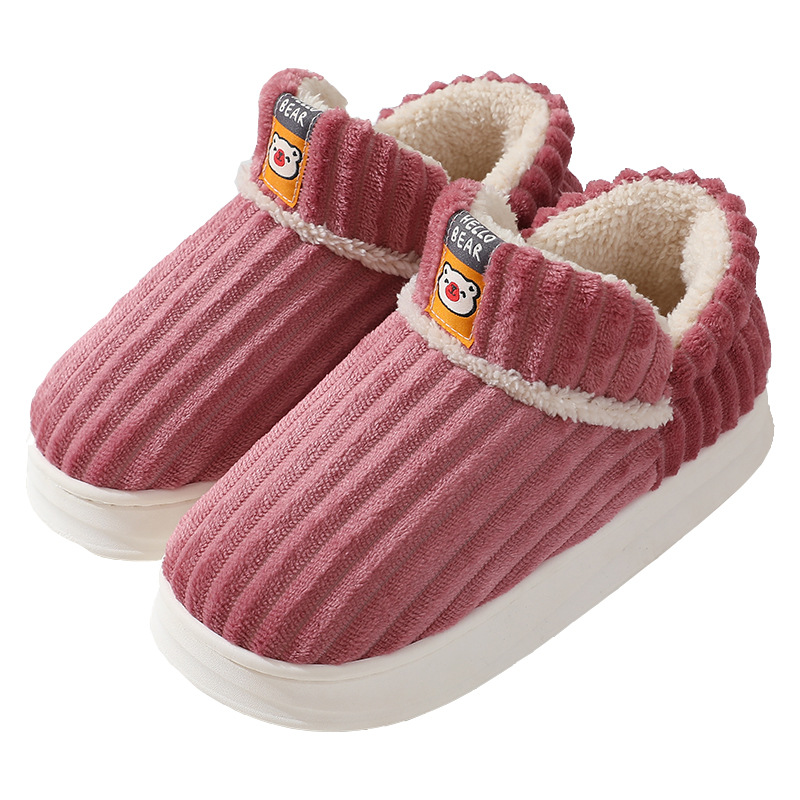 2023 New High-top Couples Cotton Slippers Women's Bag with Winter Outer Wear Velvet Warm Thick Flat Cotton Shoes for Men