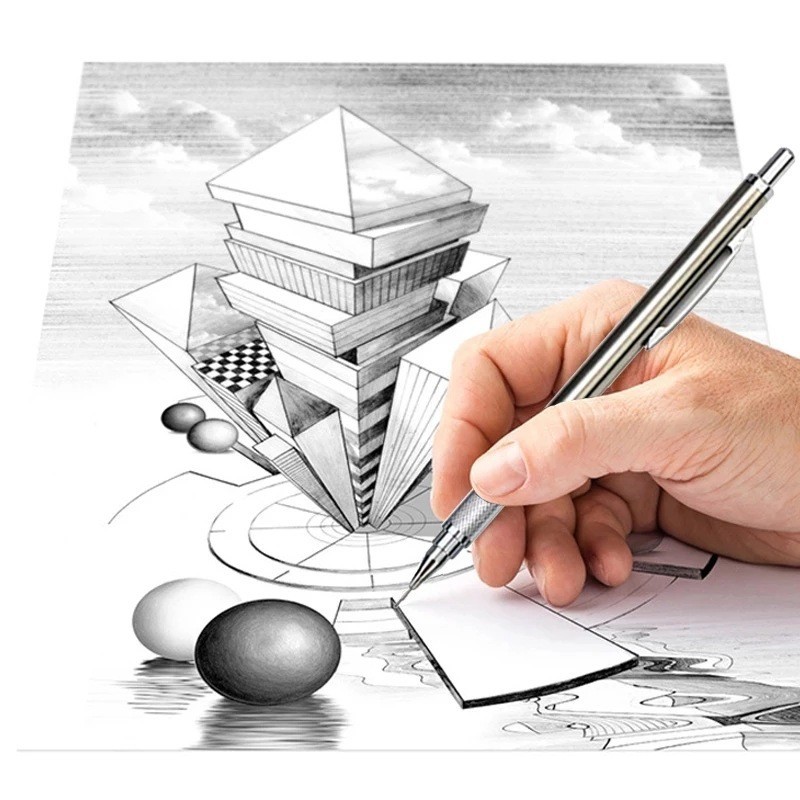 Metal automatic pencil 0.5/0.7/0.9/1.3/2.0mm art painting mechanical activity pencil