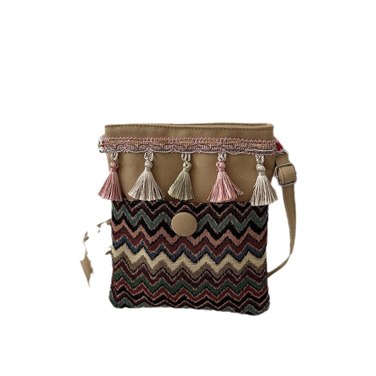 Ethnic style bag Women's Spring and Autumn New Chinese Yunnan travel holiday bohemian Embroidered Tassel Crossbody Hanfu bag