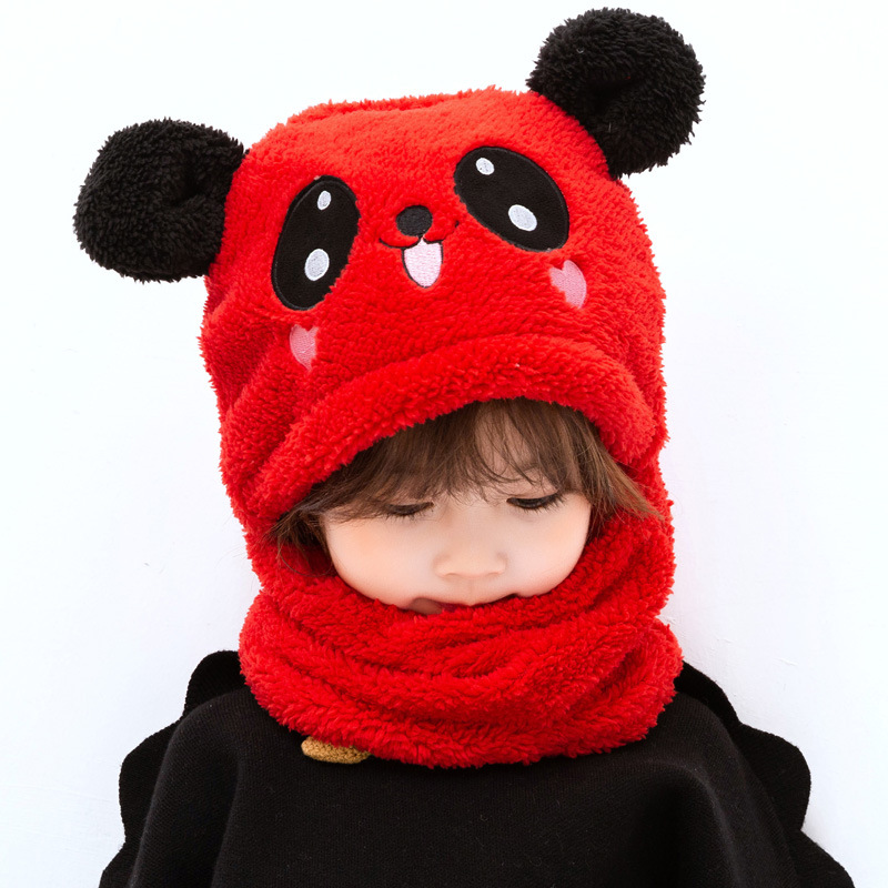 Children's hat autumn and winter boys and girls ear protection cap scarf one-piece cute super cute baby ear cotton cap warm windproof