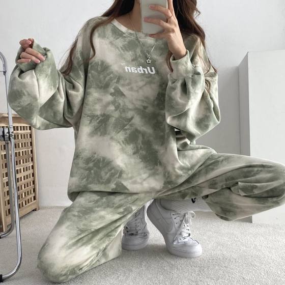 Set women's velvet padded wholesale cotton long sleeve trousers women's two-piece 2023 spring autumn winter thin casual foreign trade