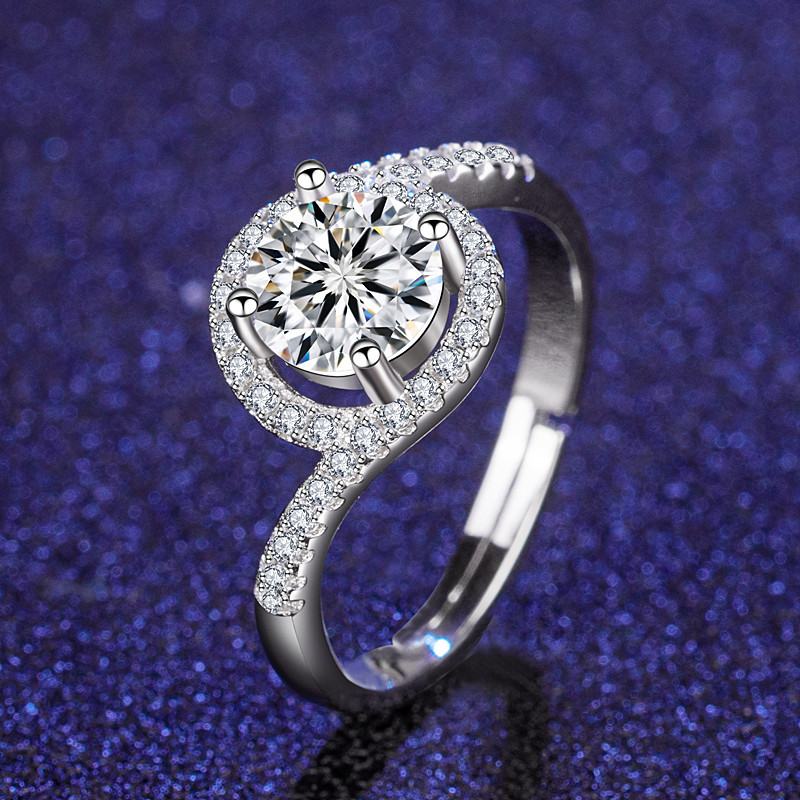 Cross-border TikTok Kuaishou online live broadcast eight hearts and eight arrows zircon imitation moissanite ring female male six-claw wedding ring wholesale