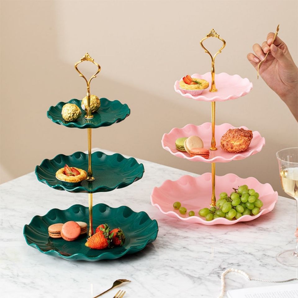 Living room high-value food-grade plastic cake stand multi-layer fruit birthday party snack stand candy dessert plate