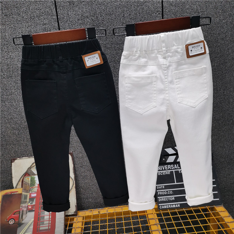 Children's white pants 2024 spring new Korean style boys' stretch casual pants girls' slim fit skinny pants thin