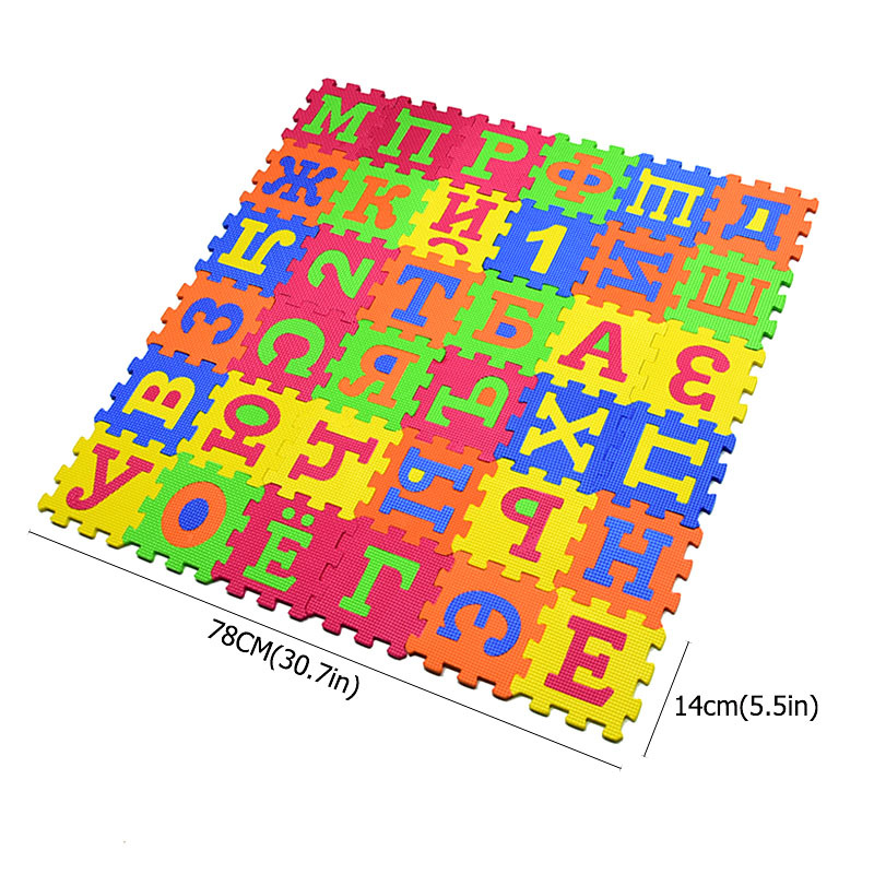 Cross-border new product 14cm * 36 pieces large size Russian a Spanish alphabet puzzle EVA foam mat toy