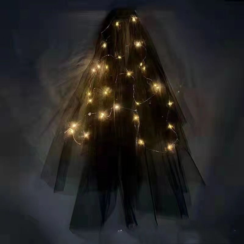 New Black Luminous Veil and Headwear Super Fairy Mori Cyber Celebrity Photo Props Retro Halloween Photo Photography